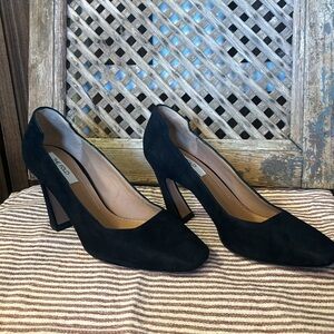 The Fold ladies black suede dress heel called Savona.